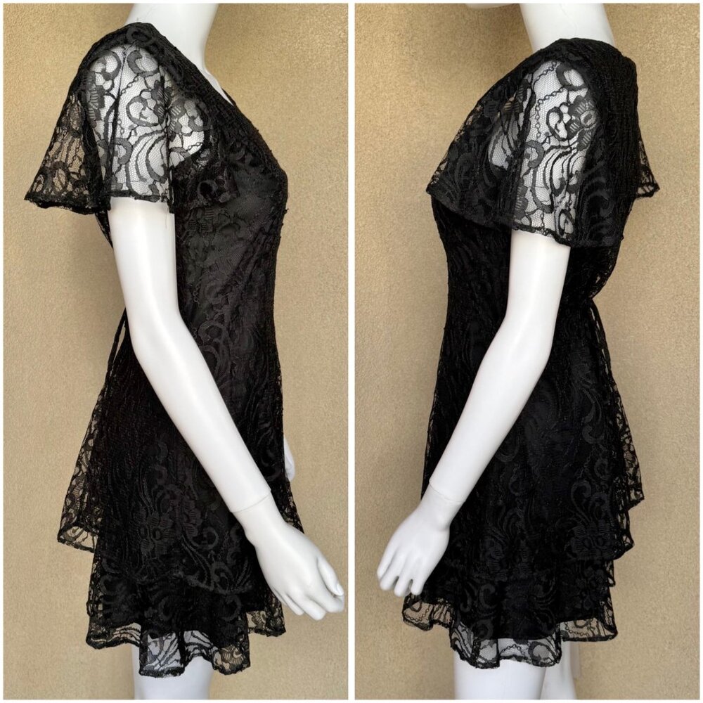 🖤Whimsigoth 90s Black Lace Mini Dream Dress🖤 - Picture 5 of 9